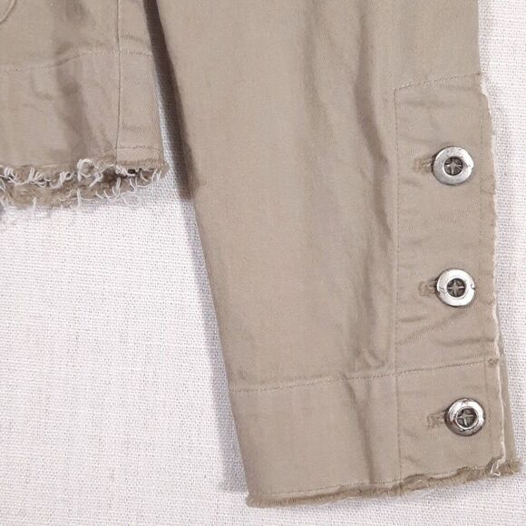 Margaret O’Leary Khaki Lapel Blazer Jacket Size Small Pleated Cotton Canvas Y2K - Picture 8 of 16